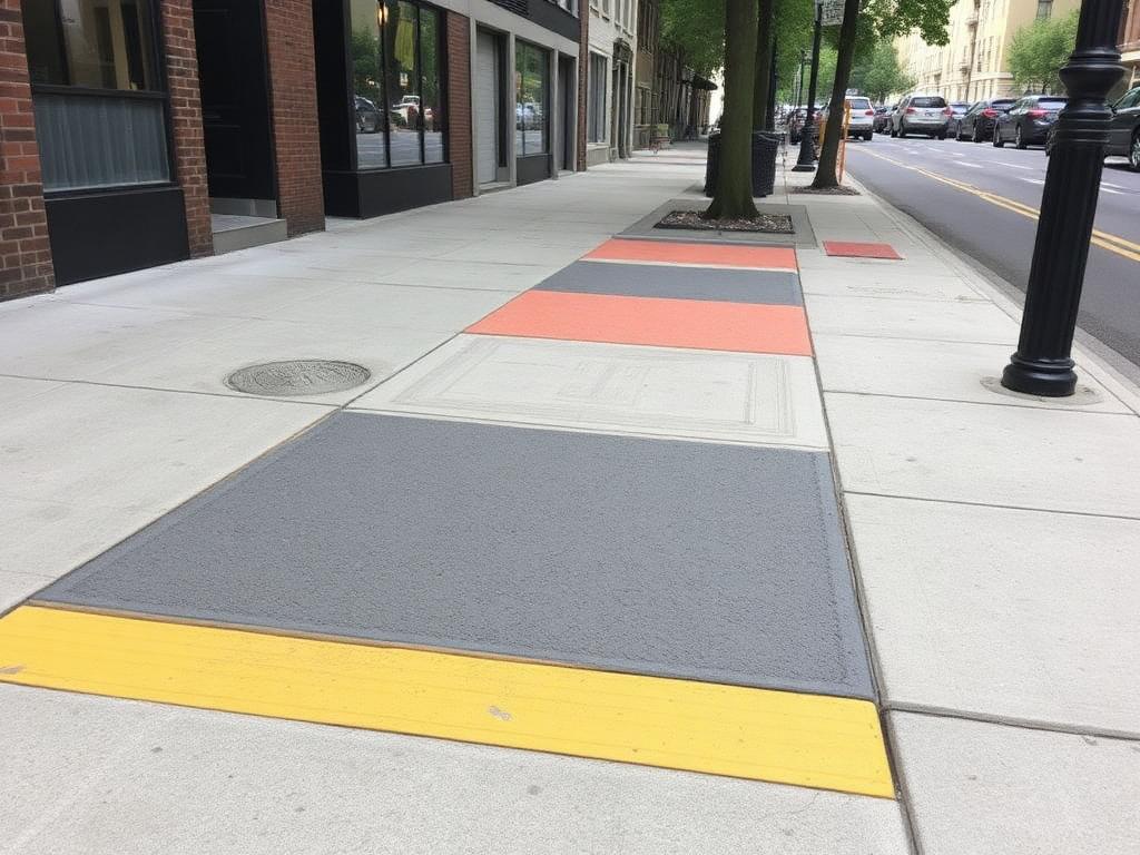 Finished sidewalk concrete section after repair